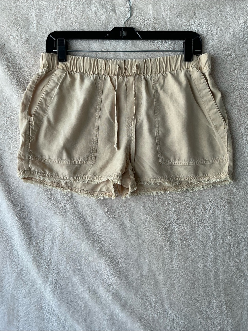 Bella Dahl Women's Beige Drawstring Waist Shorts Size S 100% Tencel Lyocell